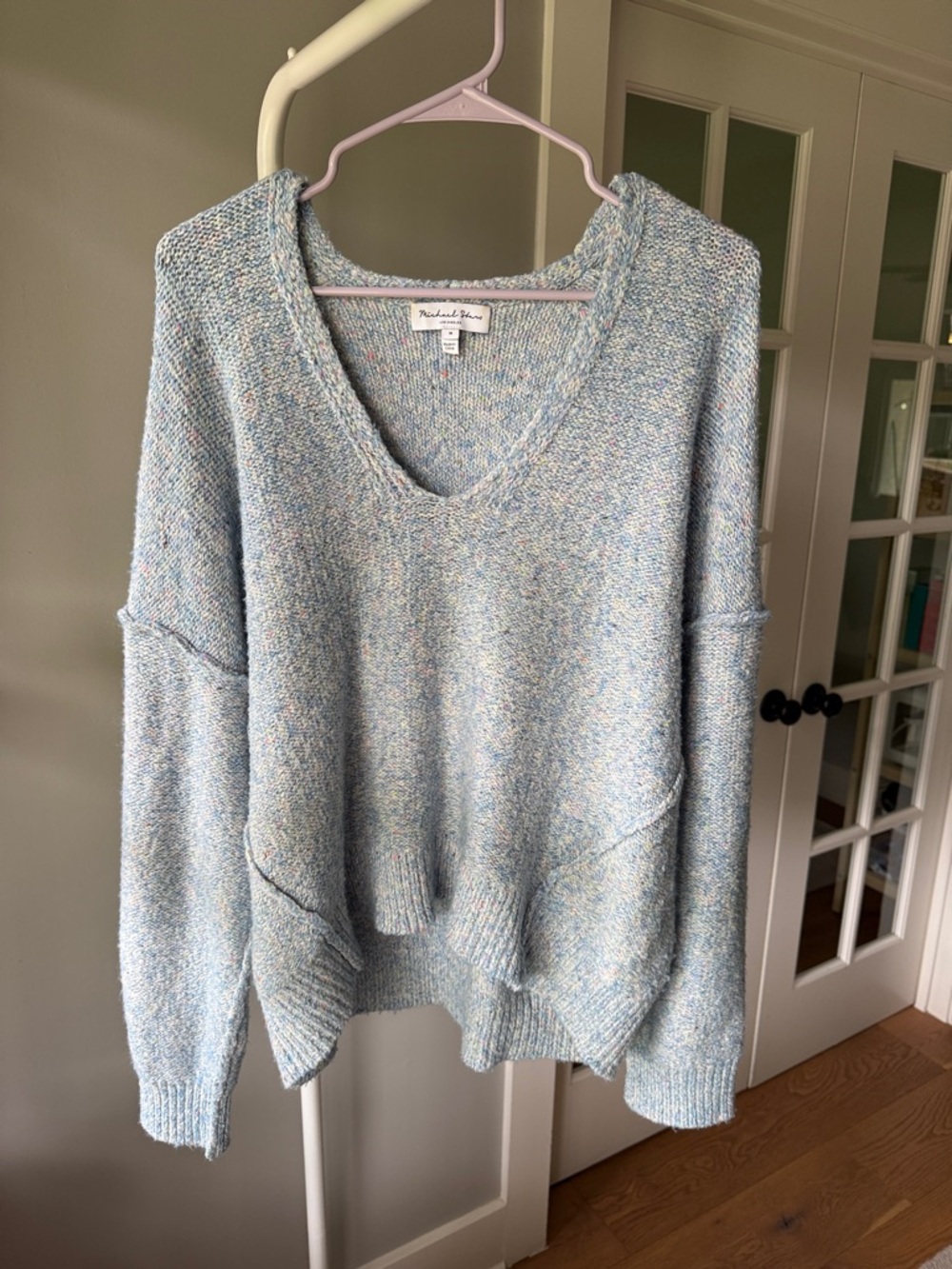 Michael Stars Light Blue Multitone V-Neck Sweater